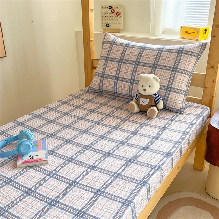 91家纺网 家纺一手货源 找家纺 多品家纺 2025春夏新款超柔水洗棉学生宿舍床笠 青涩