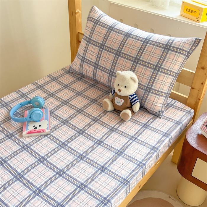 91家纺网 家纺一手货源 找家纺 多品家纺 2025春夏新款超柔水洗棉学生宿舍床笠 青涩