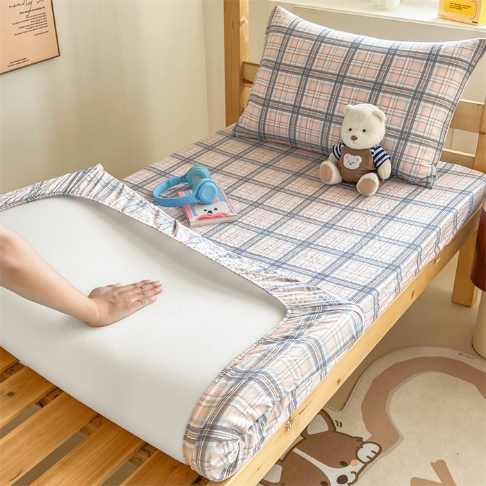 91家纺网 家纺一手货源 找家纺 多品家纺 2025春夏新款超柔水洗棉学生宿舍床笠 青涩