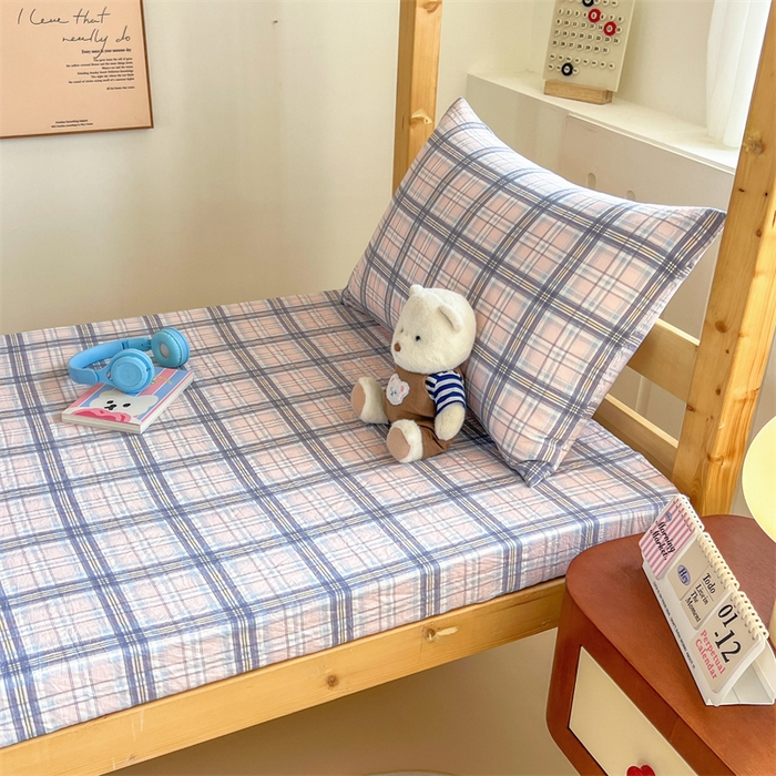 91家纺网 家纺一手货源 找家纺 多品家纺 2025春夏新款超柔水洗棉学生宿舍床笠 青涩