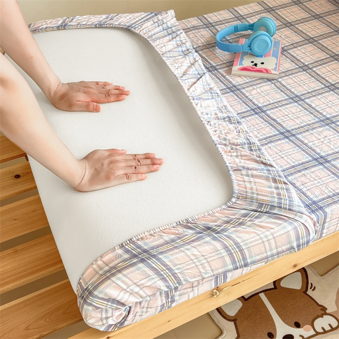 91家纺网 家纺一手货源 找家纺 多品家纺 2025春夏新款超柔水洗棉学生宿舍床笠 青涩