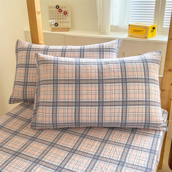 91家纺网 家纺一手货源 找家纺 多品家纺 2025春夏新款超柔水洗棉学生宿舍床笠 青涩