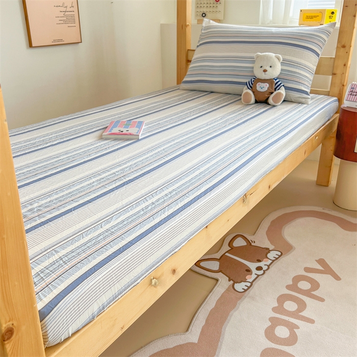 91家纺网 家纺一手货源 找家纺 多品家纺 2025春夏新款超柔水洗棉学生宿舍床笠 苏格兰