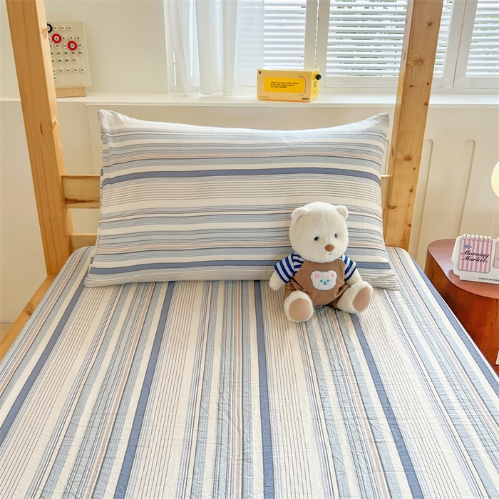 91家纺网 家纺一手货源 找家纺 多品家纺 2025春夏新款超柔水洗棉学生宿舍床笠 苏格兰