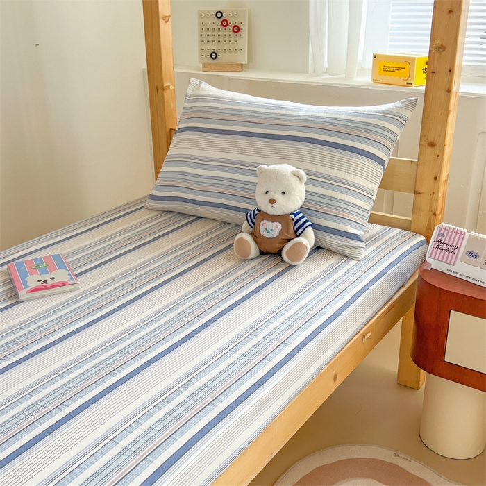 91家纺网 家纺一手货源 找家纺 多品家纺 2025春夏新款超柔水洗棉学生宿舍床笠 苏格兰