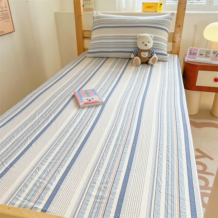 91家纺网 家纺一手货源 找家纺 多品家纺 2025春夏新款超柔水洗棉学生宿舍床笠 苏格兰