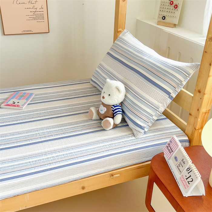 91家纺网 家纺一手货源 找家纺 多品家纺 2025春夏新款超柔水洗棉学生宿舍床笠 苏格兰