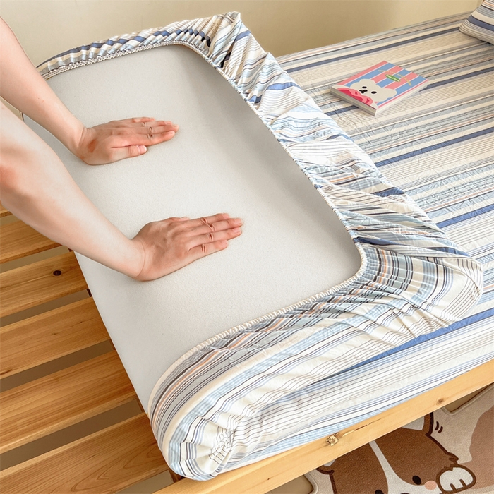 91家纺网 家纺一手货源 找家纺 多品家纺 2025春夏新款超柔水洗棉学生宿舍床笠 苏格兰