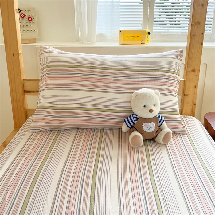 91家纺网 家纺一手货源 找家纺 多品家纺 2025春夏新款超柔水洗棉学生宿舍床笠 唯爱