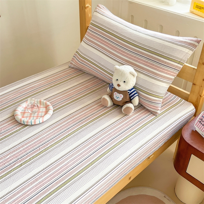 91家纺网 家纺一手货源 找家纺 多品家纺 2025春夏新款超柔水洗棉学生宿舍床笠 唯爱