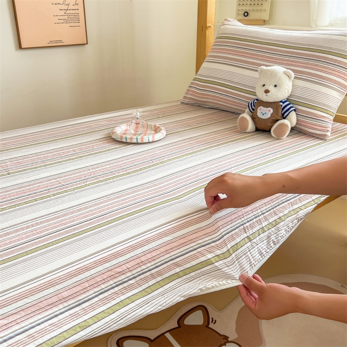 91家纺网 家纺一手货源 找家纺 多品家纺 2025春夏新款超柔水洗棉学生宿舍床笠 唯爱