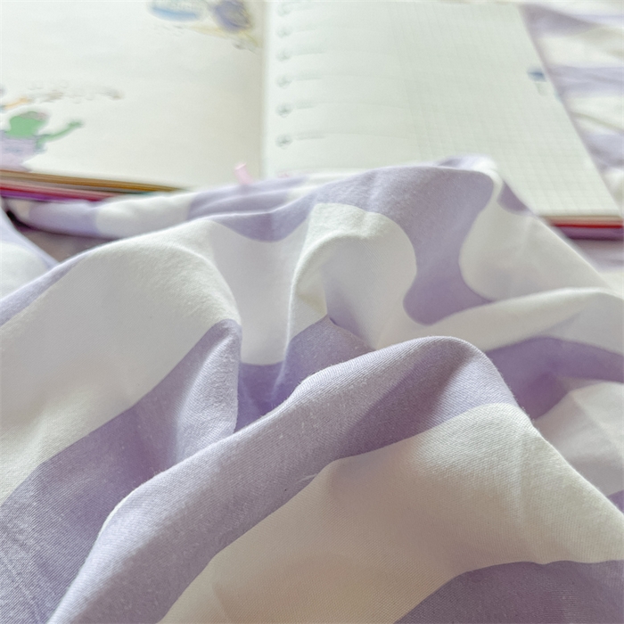 91家纺网 家纺一手货源 找家纺 多品家纺 2025春夏新款超柔水洗棉学生宿舍床笠 丁香紫条