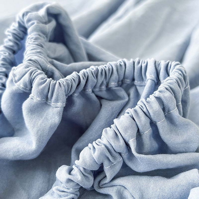 91家纺网 家纺一手货源 找家纺 多品家纺 2025春夏新款超柔水洗棉学生宿舍床笠 灰蓝