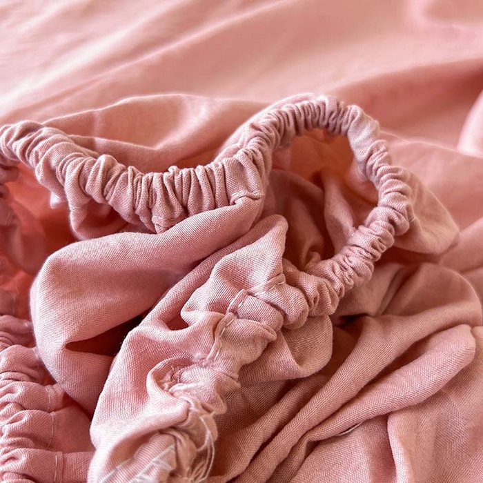 91家纺网 家纺一手货源 找家纺 多品家纺 2025春夏新款超柔水洗棉学生宿舍床笠 栗子粉