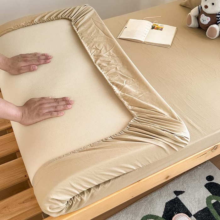 多品家纺 2025春夏新款超柔水洗棉学生宿舍床笠 奶茶咖