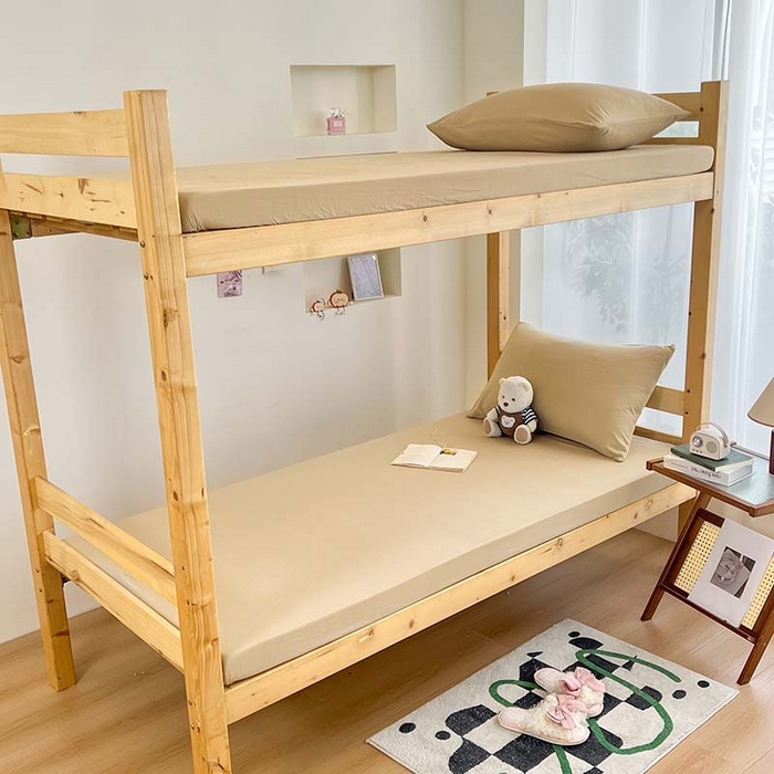 91家纺网 家纺一手货源 找家纺 多品家纺 2025春夏新款超柔水洗棉学生宿舍床笠 奶茶咖