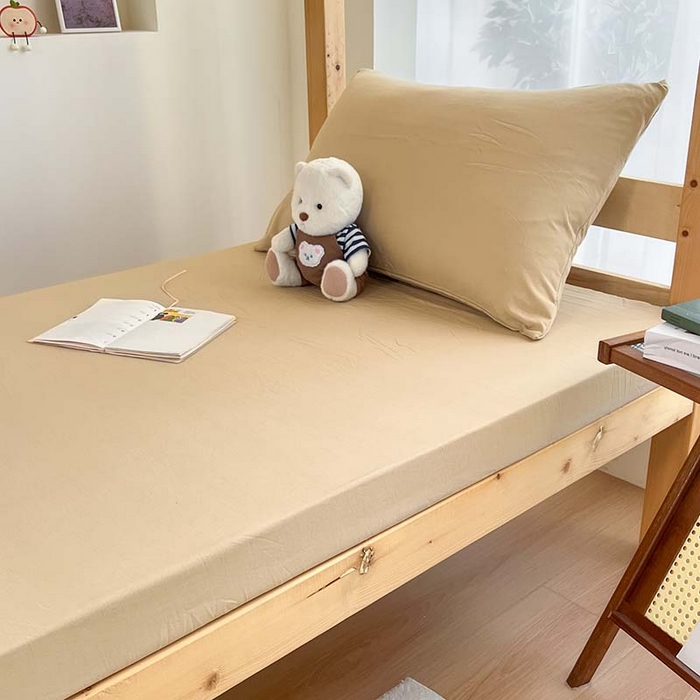 91家纺网 家纺一手货源 找家纺 多品家纺 2025春夏新款超柔水洗棉学生宿舍床笠 奶茶咖