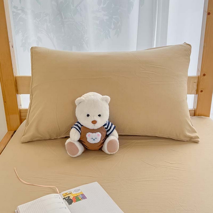 91家纺网 家纺一手货源 找家纺 多品家纺 2025春夏新款超柔水洗棉学生宿舍床笠 奶茶咖