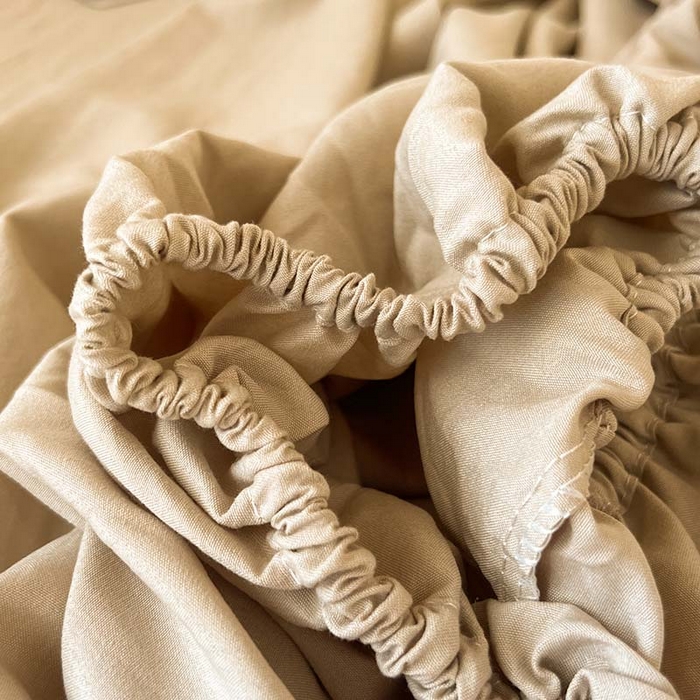 91家纺网 家纺一手货源 找家纺 多品家纺 2025春夏新款超柔水洗棉学生宿舍床笠 奶茶咖