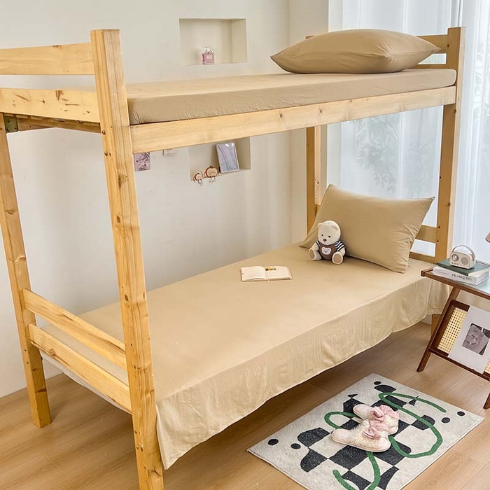 91家纺网 家纺一手货源 找家纺 多品家纺 2025春夏新款超柔水洗棉学生宿舍床笠 奶茶咖