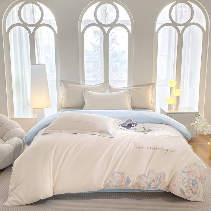 91家纺网 家纺一手货源 找家纺 （总）花愿（原花纪） 2025新款水洗冰丝刺绣四件套-花恋系列