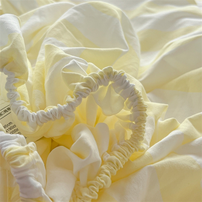 91家纺网 家纺一手货源 找家纺 多品家纺 2025春夏新款超柔水洗棉学生宿舍床笠 奶酪芝士黄