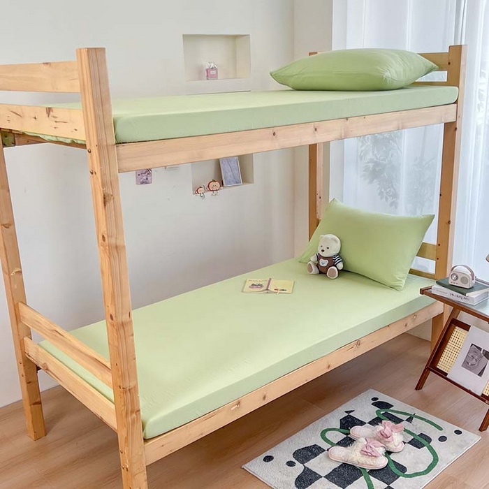 91家纺网 家纺一手货源 找家纺 多品家纺 2025春夏新款超柔水洗棉学生宿舍床笠 奶绿