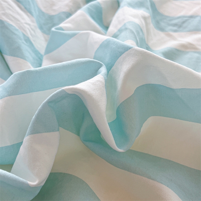 91家纺网 家纺一手货源 找家纺 多品家纺 2025春夏新款超柔水洗棉学生宿舍床笠 糯米蓝条