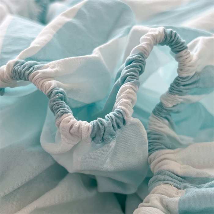 91家纺网 家纺一手货源 找家纺 多品家纺 2025春夏新款超柔水洗棉学生宿舍床笠 糯米蓝条