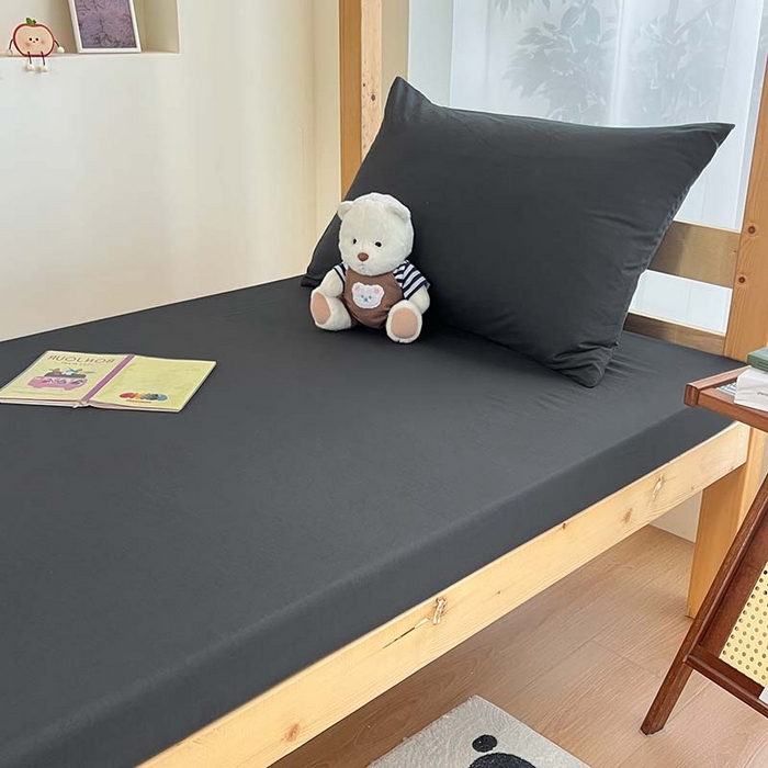 91家纺网 家纺一手货源 找家纺 多品家纺 2025春夏新款超柔水洗棉学生宿舍床笠 深灰