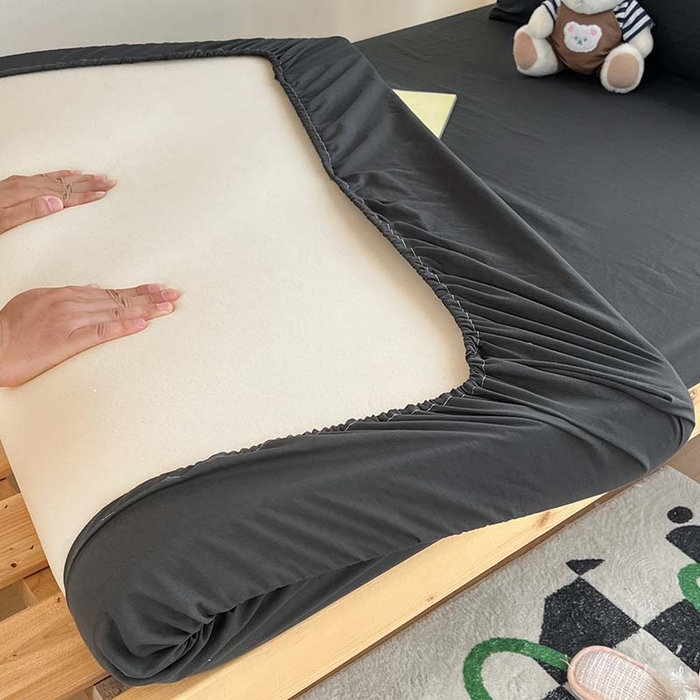 91家纺网 家纺一手货源 找家纺 多品家纺 2025春夏新款超柔水洗棉学生宿舍床笠 深灰