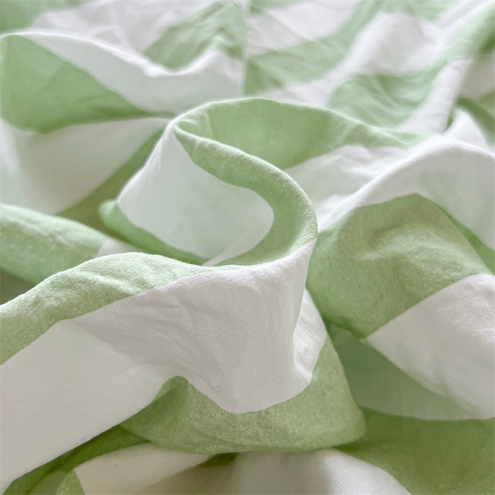 91家纺网 家纺一手货源 找家纺 多品家纺 2025春夏新款超柔水洗棉学生宿舍床笠 松绿条