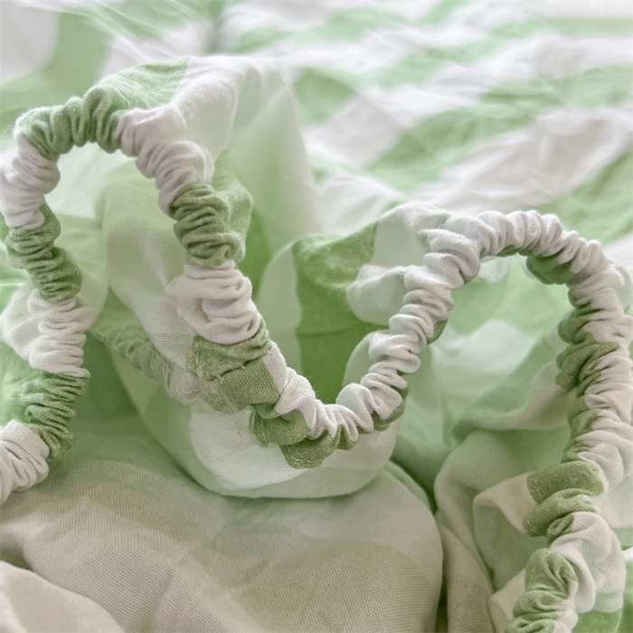 91家纺网 家纺一手货源 找家纺 多品家纺 2025春夏新款超柔水洗棉学生宿舍床笠 松绿条