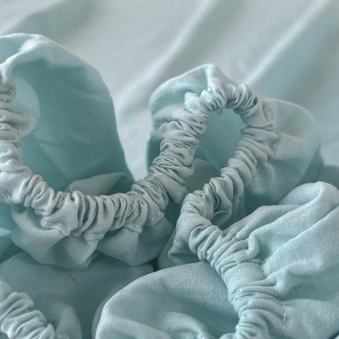 91家纺网 家纺一手货源 找家纺 多品家纺 2025春夏新款超柔水洗棉学生宿舍床笠 天空蓝