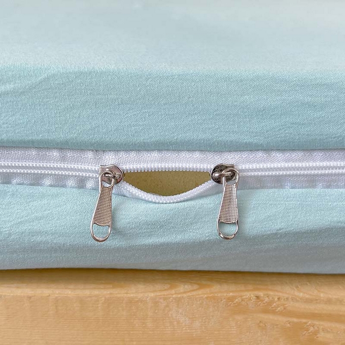 91家纺网 家纺一手货源 找家纺 多品家纺 2025春夏新款超柔水洗棉学生宿舍床笠 天空蓝