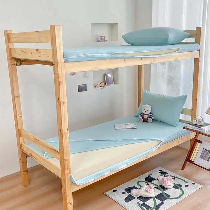 91家纺网 家纺一手货源 找家纺 多品家纺 2025春夏新款超柔水洗棉学生宿舍床笠 天空蓝