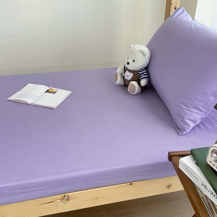 91家纺网 家纺一手货源 找家纺 多品家纺 2025春夏新款超柔水洗棉学生宿舍床笠 香芋紫