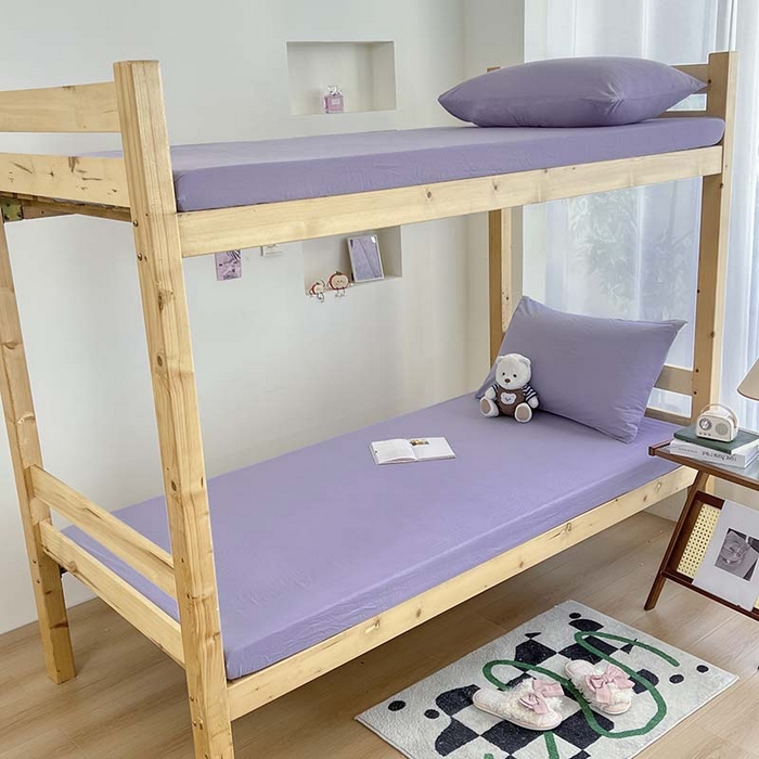 91家纺网 家纺一手货源 找家纺 多品家纺 2025春夏新款超柔水洗棉学生宿舍床笠 香芋紫