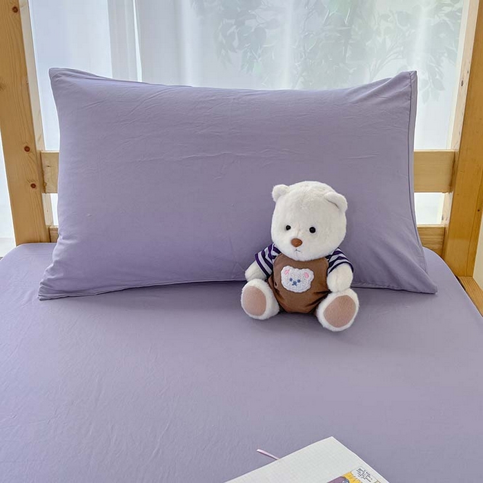 91家纺网 家纺一手货源 找家纺 多品家纺 2025春夏新款超柔水洗棉学生宿舍床笠 香芋紫