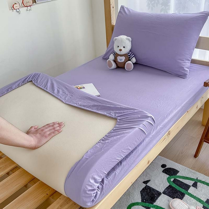 91家纺网 家纺一手货源 找家纺 多品家纺 2025春夏新款超柔水洗棉学生宿舍床笠 香芋紫