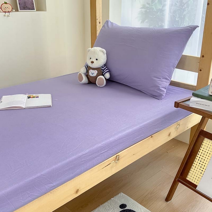 91家纺网 家纺一手货源 找家纺 多品家纺 2025春夏新款超柔水洗棉学生宿舍床笠 香芋紫