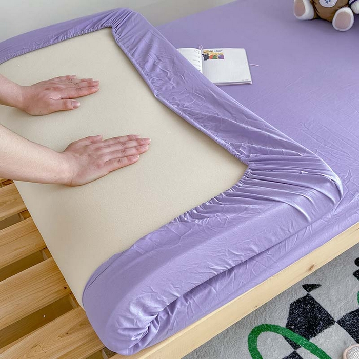 91家纺网 家纺一手货源 找家纺 多品家纺 2025春夏新款超柔水洗棉学生宿舍床笠 香芋紫