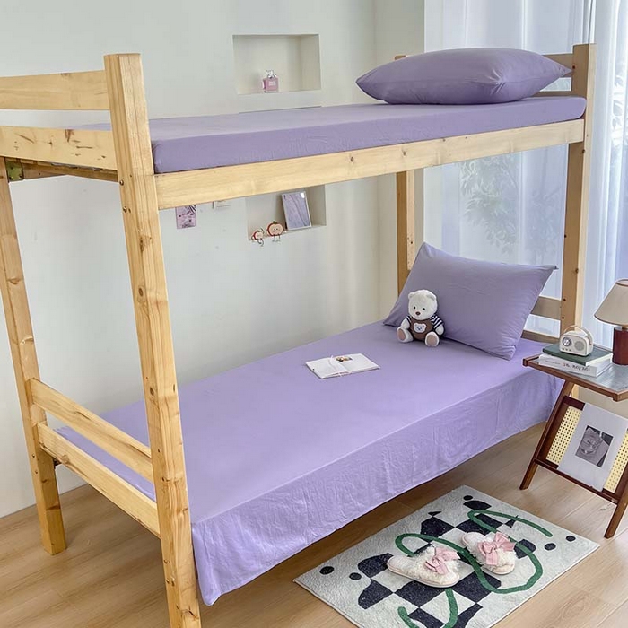 91家纺网 家纺一手货源 找家纺 多品家纺 2025春夏新款超柔水洗棉学生宿舍床笠 香芋紫