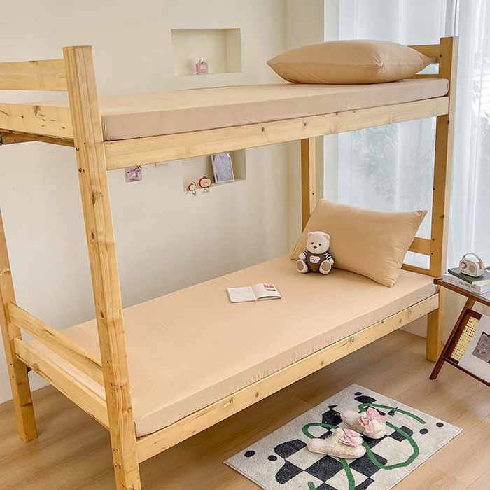 91家纺网 家纺一手货源 找家纺 多品家纺 2025春夏新款超柔水洗棉学生宿舍床笠 杏黄