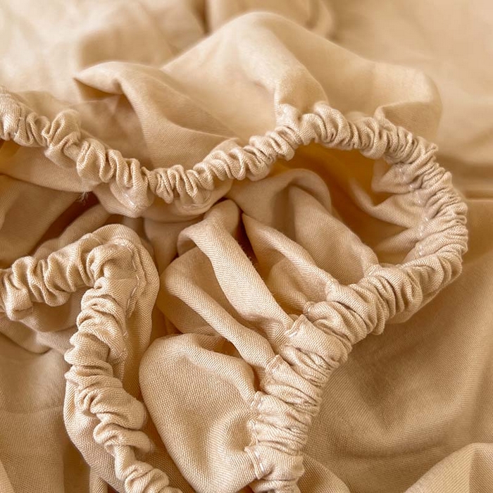 91家纺网 家纺一手货源 找家纺 多品家纺 2025春夏新款超柔水洗棉学生宿舍床笠 杏黄