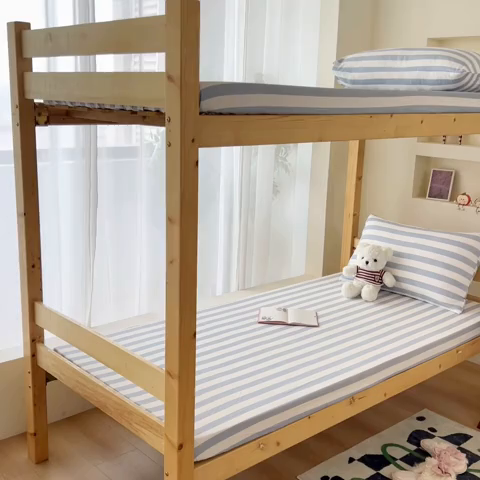 91家纺网 家纺一手货源 找家纺 多品家纺 2025春夏新款超柔水洗棉学生宿舍床笠 星蓝