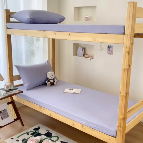 91家纺网 家纺一手货源 找家纺 多品家纺 2025春夏新款超柔水洗棉学生宿舍床笠 香芋紫