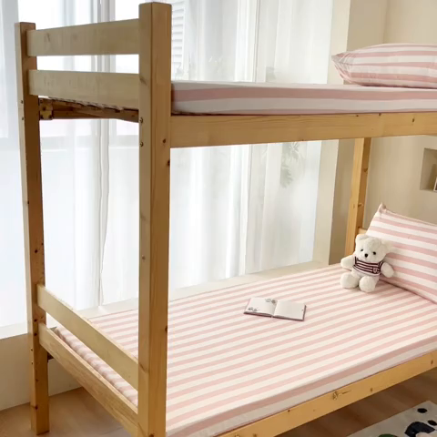 91家纺网 家纺一手货源 找家纺 多品家纺 2025春夏新款超柔水洗棉学生宿舍床笠 蜜桃粉