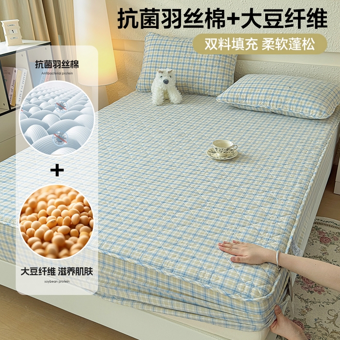 91家纺网 家纺一手货源 找家纺 （总）沐纯家居 2025新款A类全棉色织水洗棉大豆棉床笠-半糖系列