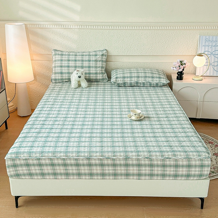 91家纺网 家纺一手货源 找家纺 （总）沐纯家居 2025新款A类全棉色织水洗棉大豆棉床笠-半糖系列